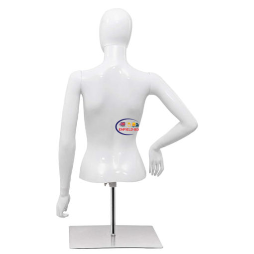 Enfield-bd.com Mannequins And Display Dummy Female Fiberglass Mannequin with Metal Stand Torso Height Adjustable Detachable Arms Dress Form Display Bright White