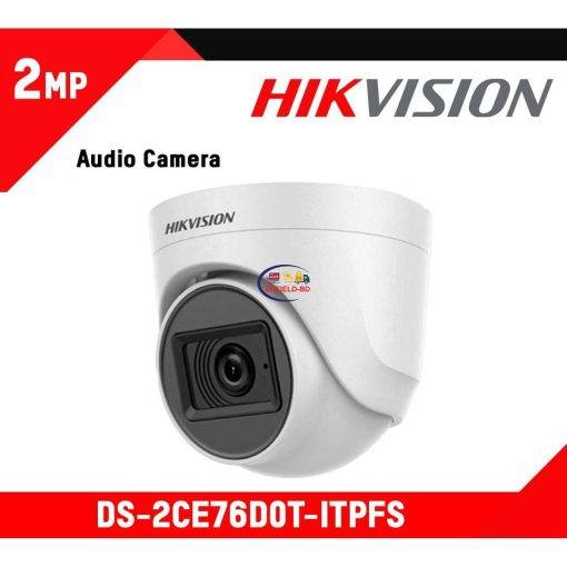 Enfield-bd.com Camera & Photo HikVision Turret Camera DS-2CE76D0T-ITPFS| White 2MP Audio Indoor Fixed