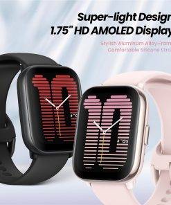 Amazfit Active Bluetooth Calling Smart Watch | Petal Pink Midnight Black Smart Watch