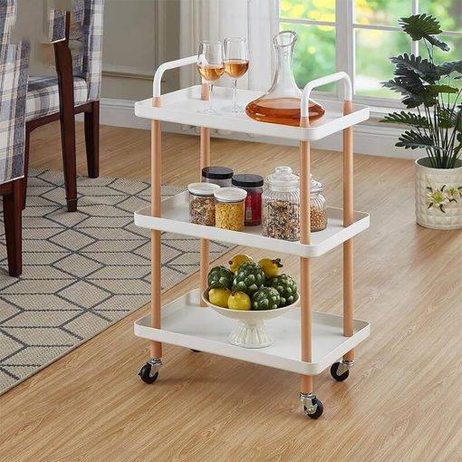 3 Tier Utility Cart Kitchen Storage Trolley Mobile Rolling Wheels ABS Organizer Home & Living