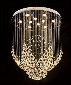 Enfield-bd.com Others Clear hanging crystal chandelier 10Led bulbs | silver Color Model 6070