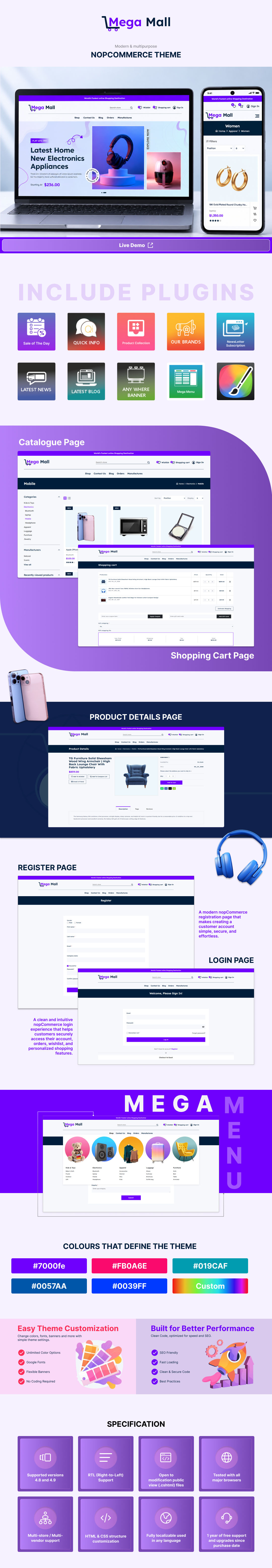 MegaMall responsive nopCommerce theme for fitness, gym and sportswear stores by ShivaaySoft