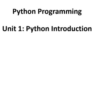 Unit 1: Introduction to Python B