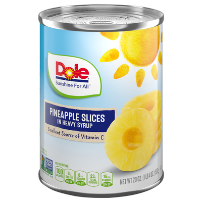pineapple slices  in syrup, 20 oz. tin can