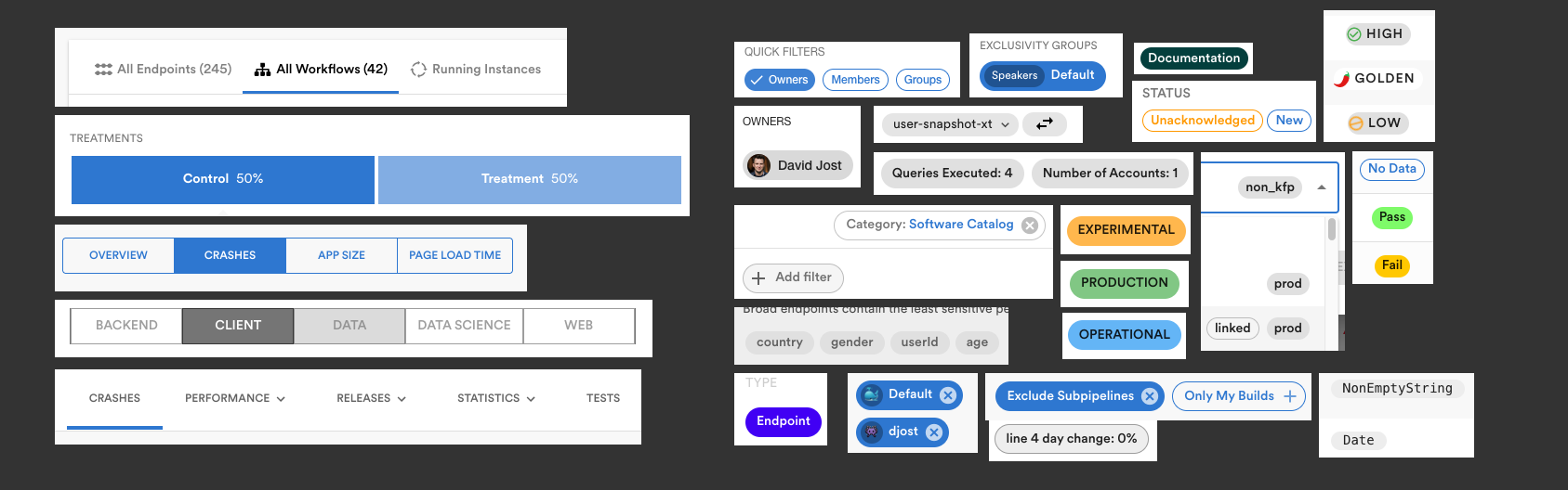 Variations of tab and chip components