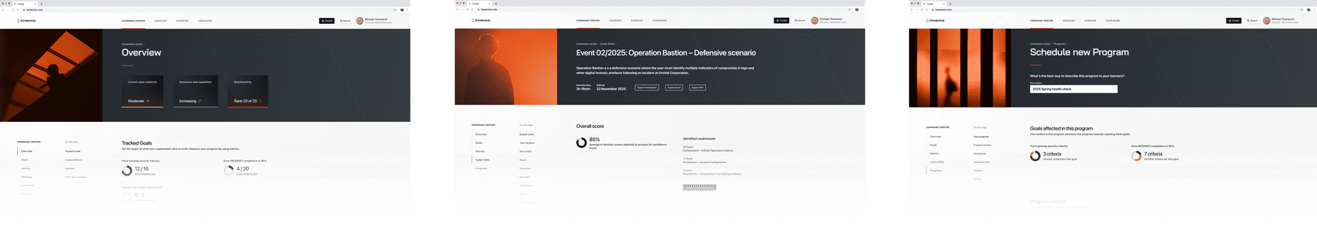Final design direction: De-cluttered, clean and technical, catering towards cyber security experts