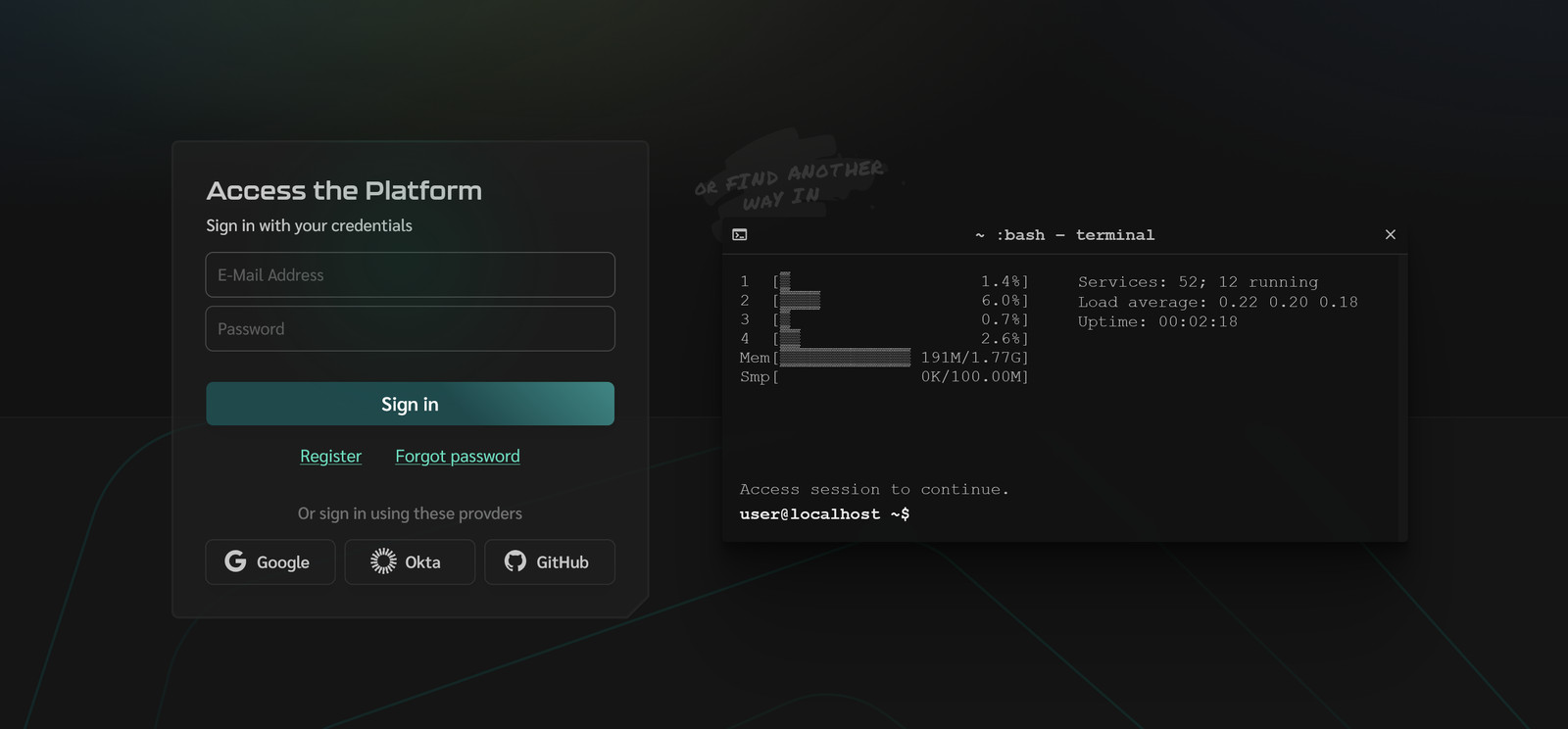 Gamified login: Hack your way into the platform