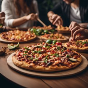 Lomo saltado pizza - Peruvian cuisine