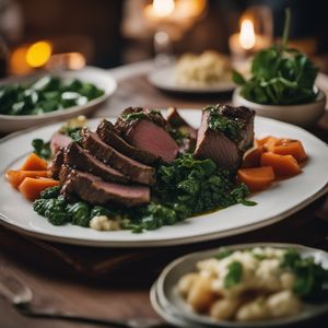 Roast Lamb with Mint Sauce - British cuisine