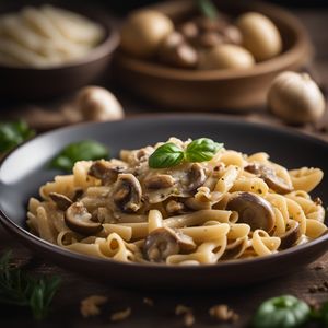 Pasta, cooked, with mushroom sauce