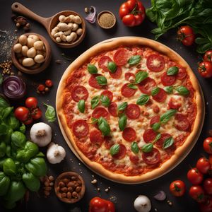Pizza and similar with vegetable topping