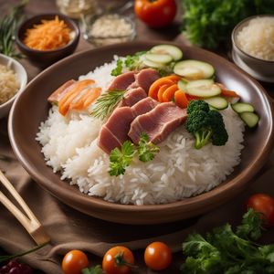 Rice, meat, and vegetables meal