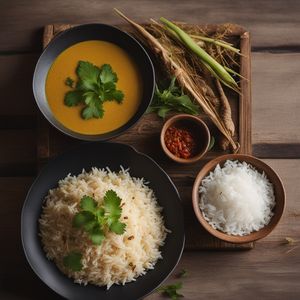 Akoho Misy Sakamalao with Coconut Rice