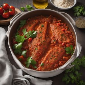 Algerian-style Baked Shark with Spiced Tomato Sauce