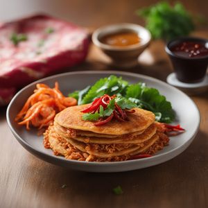 Crispy Rice Pancake with Spicy Seafood Sauce