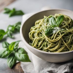 Homemade Basil Pesto Pasta with Freshly Made Noodles