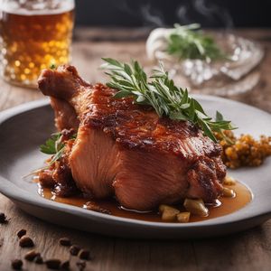 Slow-Cooked Pork Knuckle with Beer and Honey Glaze