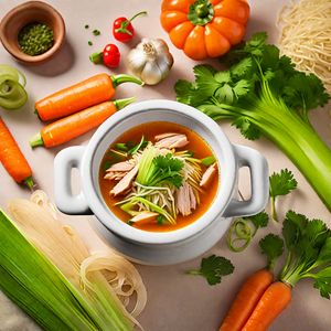 Sopa de Pollo y Fideos Adapted to Nouvelle Cuisine