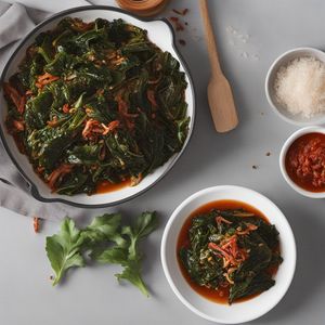 Soulful Spiced Collard Greens with a Kimchi Twist