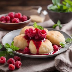 Túrógombóc with Raspberry Sauce