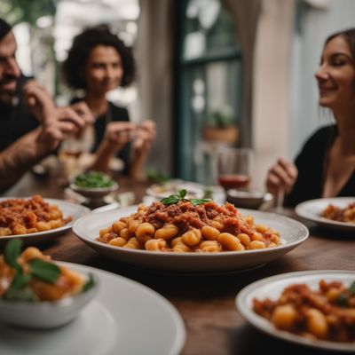 Gnocchi di pasta lievitata con ragù di coniglio