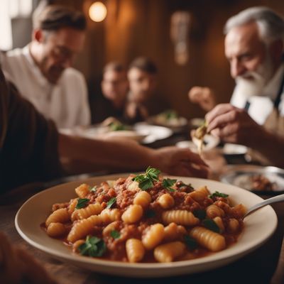 Gnocchi di pasta lievitata con ragù di coniglio