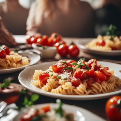 Pasta con pomodori gratinati