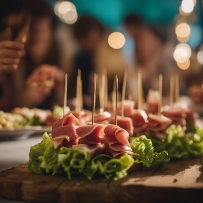 Pincho de jamón y lechuga