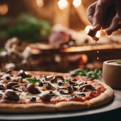 Prosciutto e funghi pizza