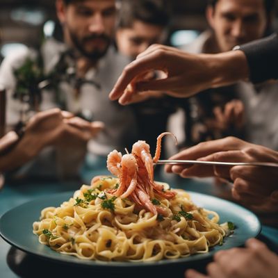 Tagliatelle con calamari e scampetti