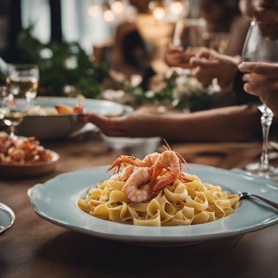 Tagliatelle con calamari e scampetti