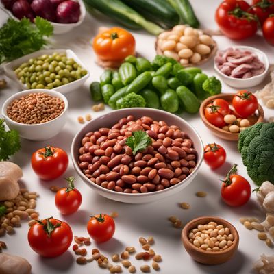 Beans, meat, and vegetables meal