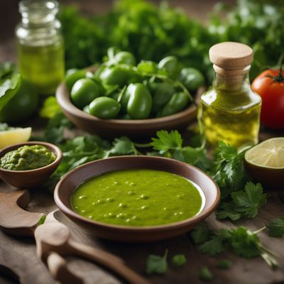 Herbs, vegetables and oil sauces