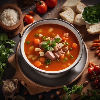 Meat and vegetable soup, with puree or pieces