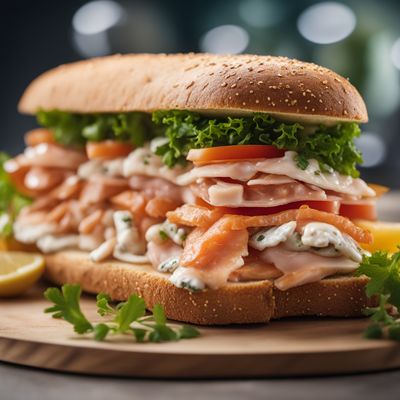 Sandwich with fish topping/filling