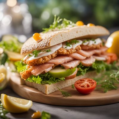 Sandwich with fish topping/filling