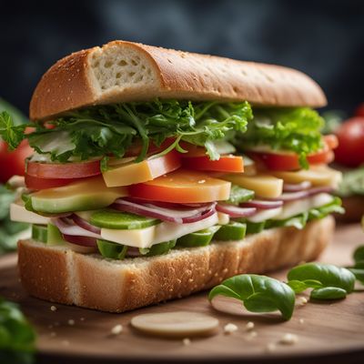 Sandwich with vegetable topping/filling