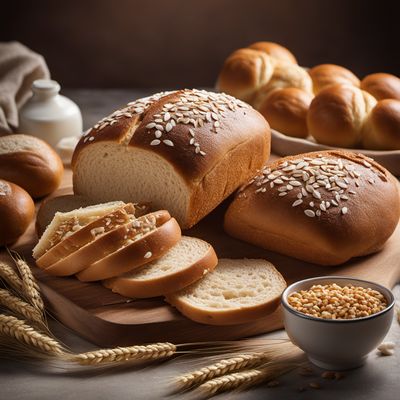 Wheat bread and rolls, white with maize