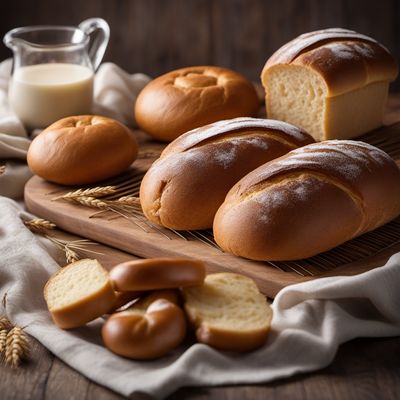 Wheat bread and rolls, white with potato