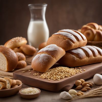 Wheat bread and rolls, white with rice