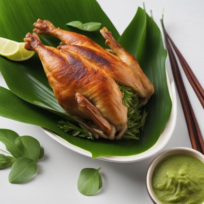 Acehnese-style Stuffed Chicken in Pandan Leaves