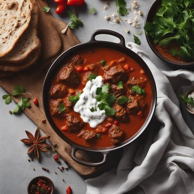 Albanian Spiced Lamb Stew with Yogurt Sauce