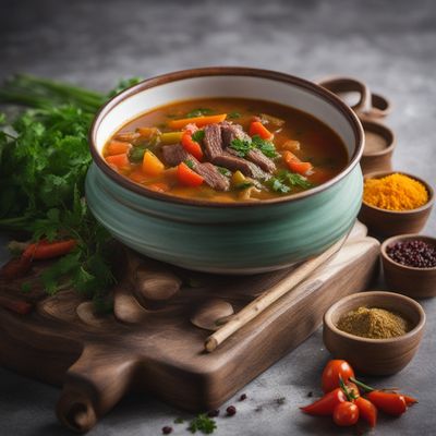 Algerian Frik Soup with Lamb and Vegetables