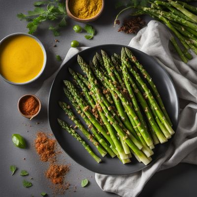 Asparagus Bhaji with Spiced Gorgonzola Sauce