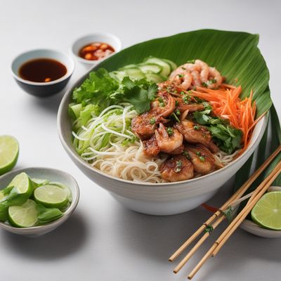 Bún mắm Da Nang with Grilled Pork and Shrimp