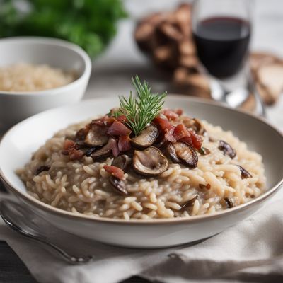 Creamy Mushroom Risotto with Crispy Pancetta