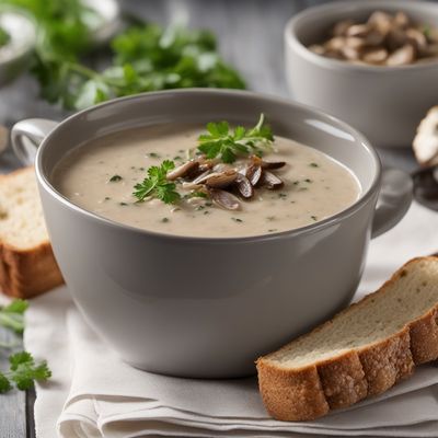 Creamy Mushroom Soup with Toasted Bread Crumbs