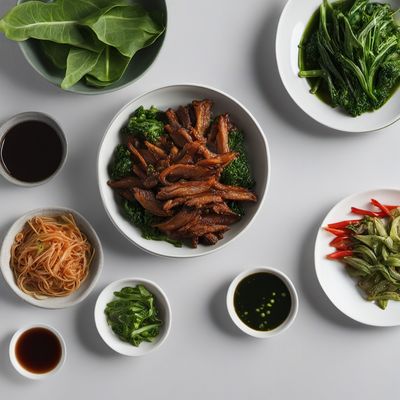 Crispy Pork and Stir-Fried Cat's Ear Greens