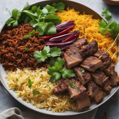 Fuhjehi Kavaabu with Spiced Rice and Herb Salad