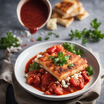 Garides Saganaki with Feta and Tomato Sauce